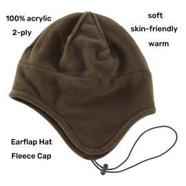 LLmoway Thermal Fleece Skull Cap Windproof Winter Earflap Hat Tactical Gear for Men Women Cold Weather Outdoor Army Green