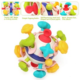 BelleStyle Greifball Baby Spielzeug, Beißspielzeug Sensorische Montessori Spielzeug Baby, Beißring Rassel Babyspielzeug aus Silikon Babyrassel Motorikspielzeug Geschenk für Babys 3 6 9 12 Monaten