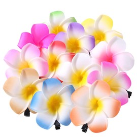Frcolor Flower Hairpin Plumeria Flower Hair Accessories Hair Clip Hawaii Hair Ornament Headdress 2.4 inches (6 cm) 12 Colors Set of 24