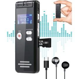 32GB Digital Voice Activated Recorder with Playback - 2776 Hours Audio Recording Device, 3072Kpbs HD Dual MIC Tape Recorder Device for Lecture A-B Repeat, MP3 Player, Pword,[32GB TF Card Included] - Style: 128GB