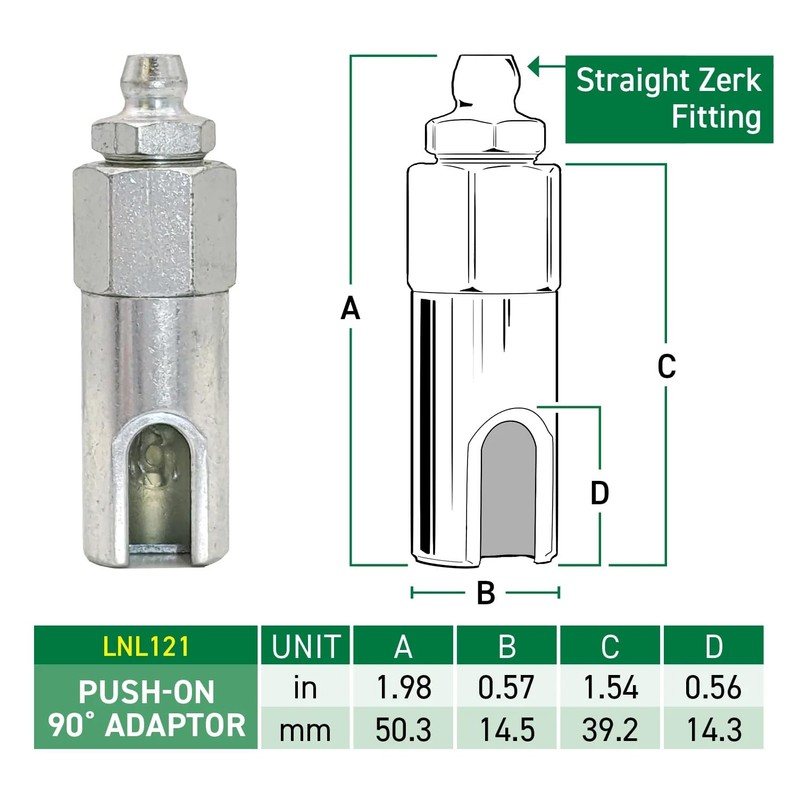 Push-on Slotted Right Angle 90 Degree Grease Coupler