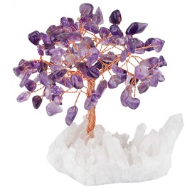 Mookaitedecor Amethyst Crystal Tree with electroplated colourful quartz base and wrapping with copper wire, beautiful symbol for wealth and happiness, family office decoration