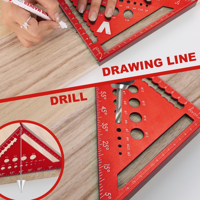 Carpenter's Square Set, 18 cm and 30 cm Triangle Ruler,
