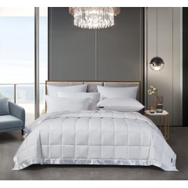 Beautyrest Tencel™ Lyocell/Cotton Blend Blanket, Breathable RDS White Down Blanket, 650 Fill Power Oversized Blanket, Light Warmth Bed Blanket with Silky Flange Binding