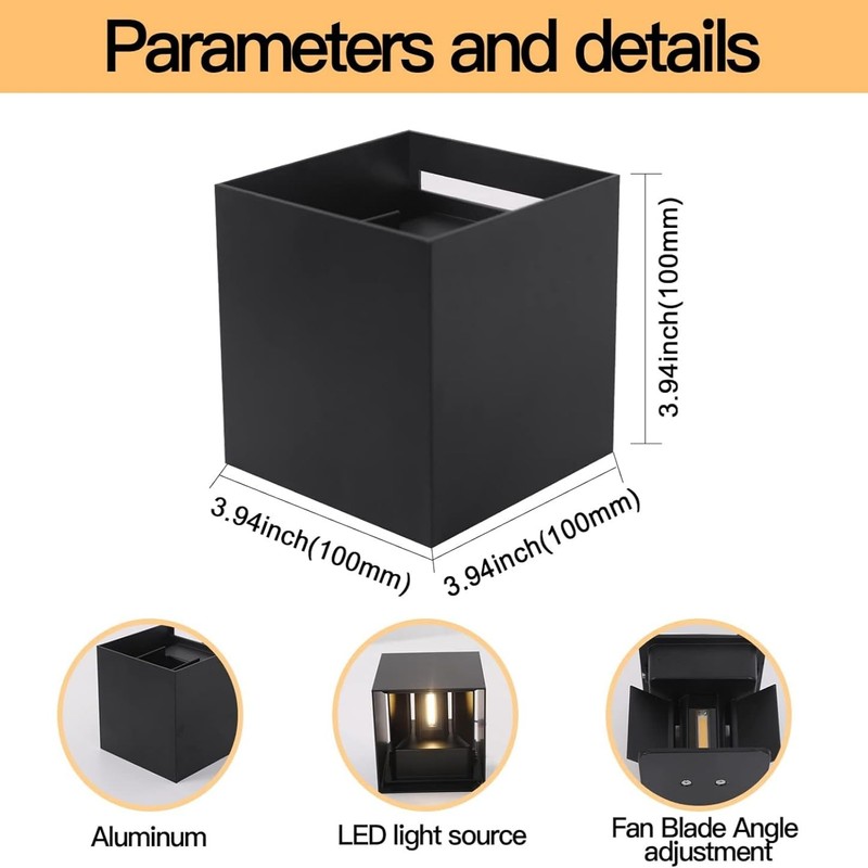 Mille Lucciole 12W 4Pack Outdoor Wall Lights Exterior/Interior,LED Black Outdoor