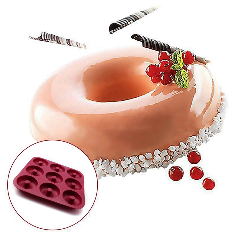 Large Silicone Donut Pan for Baking, 9 Cavity Non-Stick Food