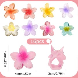 16 Stück Blumenklemmen für dickes Haar,Blumen Haarklammer,Haarklammern für Damen,4cm Blume Haarspange,Rutschfest,Hawaiianisch,Niedliche Große Haarspangen, Haarstyling Zubehör zum Fixieren von Haaren