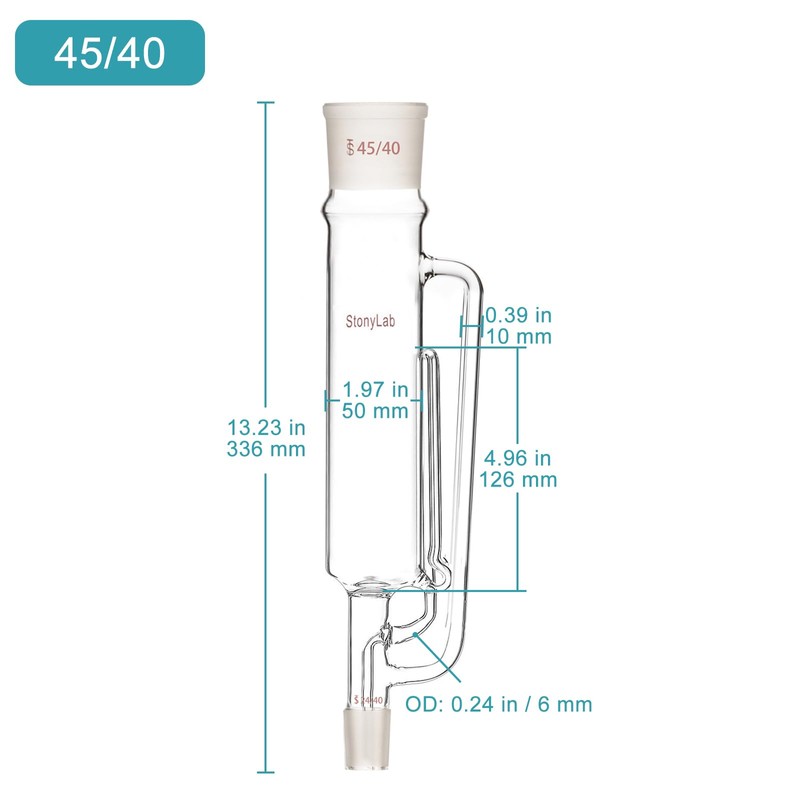 stonylab Borosilicate Glass Soxhlet Extractor,45/40 Top Joint 24/40 Bottom Joint,