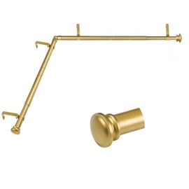 TONIAL Corner Curtain Rods, 32-86 Inch Center Rod for window, 20-82 Inch Side Rod for windows 3/4 Inch Decorative Drapery Rods with Small Cap Finial, Gold