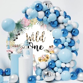 OERJU Wild One Round Backdrop Cover Jungle Safari Animals 1st Birthday Photo Background Kids Baby Girls First Birthday Party Decoration Circle Backdrop Cover Photo Studio Props 7.2x7.2ft