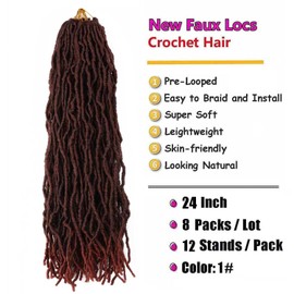 8 Packs Soft Locs Crochet Hair Pre Looped 24 Inch Faux Locs Crochet Braids Goddess Locs Dreadlocs Synthetic Hair For Black Women (T350, 24 Inch (Pack of 8))