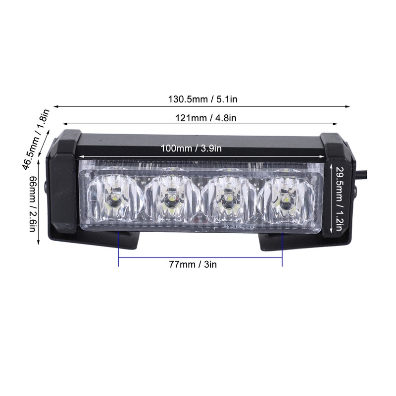 24W 12V 8LED Strobe Lights Bar High Brightness Warning Caution