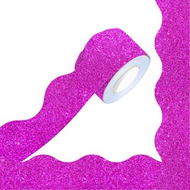 66 Feet Bulletin Board Borders, Glittering Rolled Border Trim with Wavy Line Design - Walls, Desks, Windows, Doors, Chalkboards, Whiteboards Decors for School, Classroom, Home & Offices (Purple)