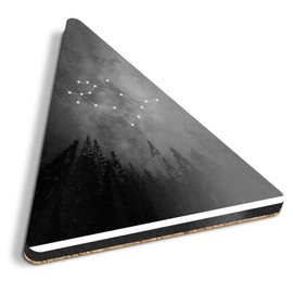 1 x Triangle Coaster - BW - Gemini Constellation Space Stars Cork Backed MDF Glossy Tea Coffee Accessory #35268