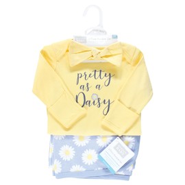 Hudson Baby Infant Girl Gown, Swaddle Blanket and Cap or Headband, Pretty As A Daisy, 0-6 Months