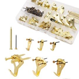 64PCS Picture Hooks - Heavy Duty Picture Hanging Kit for Picture Frame Fixing, Assorted Picture Frame Hangers with Nails Picture Hanging Hooks for Hard Walls