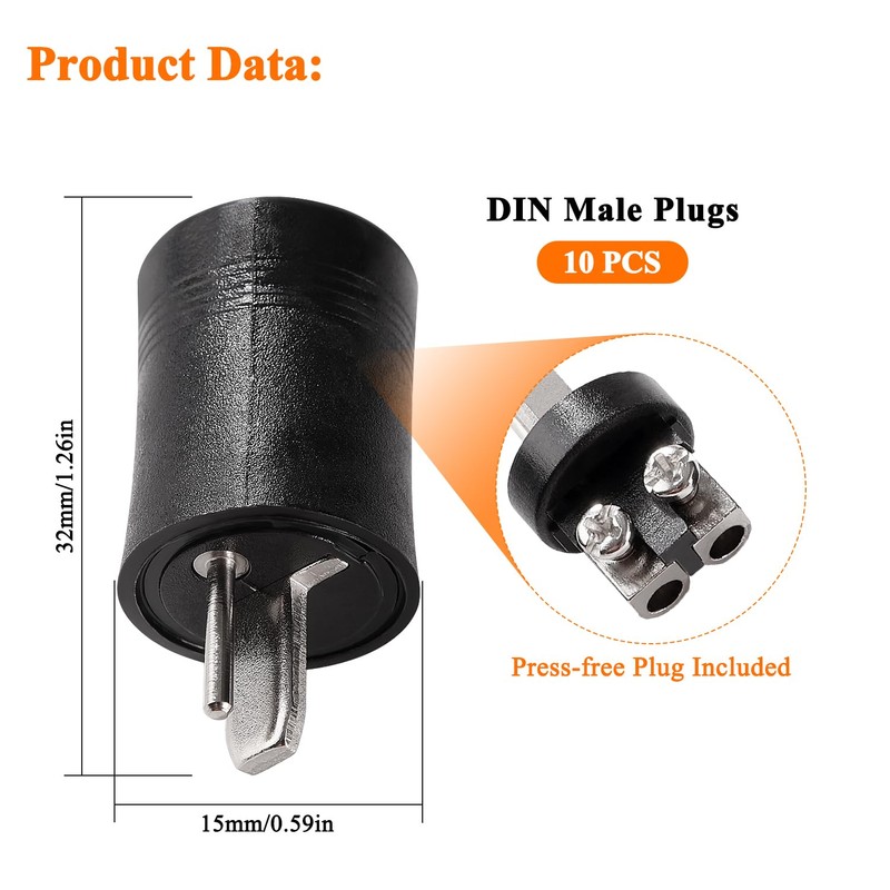 KUOQIY 10 PCS 2 Pin DIN Speaker Plug, 2 Pin