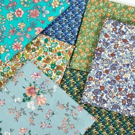 Oaixuilhy 7pcs Fat Quarters 100% Cotton Fabric Bundles Floral Precut Fabric Squares 18”x22” for DIY Quilting Sewing Patchwork Crafts Mini Flower