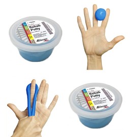 AmeriCan Goods 2Pcs Firm Blue Therapy Putty for Hand Exercise Rehab Increase Motor Skills and Finger Strength Stretchy Non-Sticky Slime 2oz