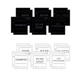 Rumyve Portable Bathroom Hand Soap Shampoo Conditioner Dispenser Label Stickers, 24 Hand Soap Decals Cosmetics Container Labels Kitchen Bathroom Black and White