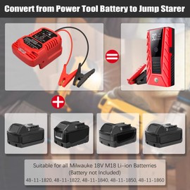 BTRUI Car Jumper Starters Adapter for Milwaukee for M18 Battery, 11AWG Cable Convert to Jumper Starter Automotive Booster, Jump kit Cable for Car Batteries (NO Battery)