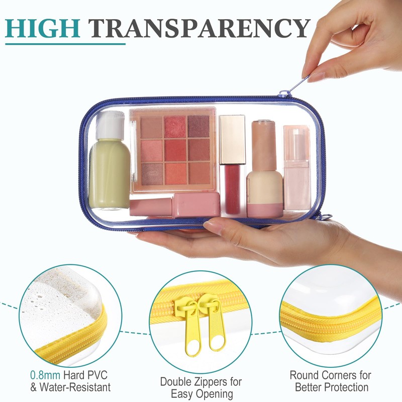 Sanwuta 6 Pcs Clear Hard Zipper Case Plastic Zipper Pouches