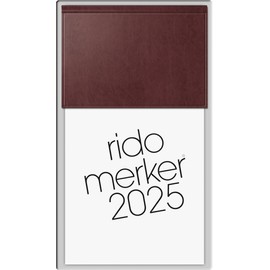 rido/idé Notebook, model Merker (2025), 1 page = 1 day, 108 × 201 mm, 736 pages, Miradur cover, dark red