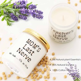 Lavender Scented Mom's Last Nerve Candle Gift for Mothers Day- Birthday Mother's Day Christmas Gifts for Mom from Daughters, Son - Funny Birthday Candles Gifts for Women Unique Mom Presents