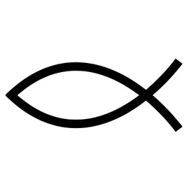 Christian Fish Jesus [Pick Any Color] Vinyl Transfer Sticker Decal for Laptop/Car/Truck/Window/Bumper (4in x 1.7in (Laptop Size), Black)