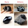 OwMell Natural Black Obsidian Sleeping Cat Statue Hand-Carved Healing Stone