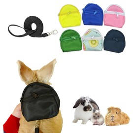 Yanmucy Rabbit Harness and Lead Set with Bag Adjustable Rabbit Lead Waterproof Ferret Harness for Small Animal Rats Bunny Walking (Black)