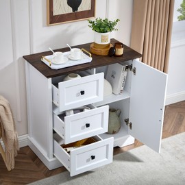 HDDDZSW 3+1 Dresser for Bedroom, White Dressers Storage with Wooden Drawers and Cross Door, TV Stand Chest of Drawers for Bedroom, Living Room