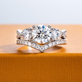 AimiIee Moissanite Engagement Rings Bridal Set 3.617CTTW D Color VVS1 Clarity Round Brilliant Cut S925 Sterling Silver Wedding Band Promise Rings for Women with Certificate Size 7