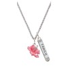 Delight Jewelry Silvertone Hot Pink Hibiscus Flower Silvertone Family Bar