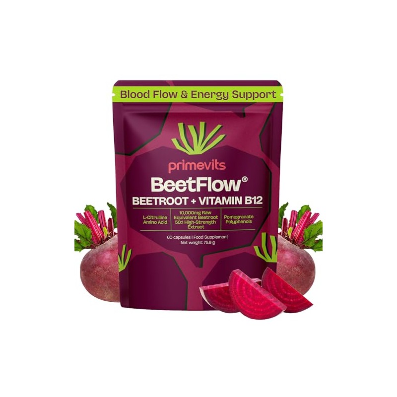 Beetroot Capsules with Vitamin B12 – 10,000mg Beetroot Extract 50:1