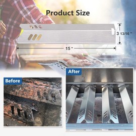 Criditpid Grill Replacement Parts for Dyna Glo 6 Burner DGB610SSP DGF600SSP DGF493BNP DGF510SBP DGH483CRP DGF493PNP, 15 inch Grill Heat Plates Shield for Outdoor Gourmet Grill Parts GR2205723-OG-00.