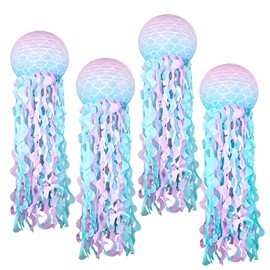Jellyfish Paper Lanterns Mermaid Theme Party Decorations, Pink Purple Blue Hanging Paper Lanterns for Under The Sea Ocean Theme Birthday Baby Shower Decoration Rome Decor, 4pcs