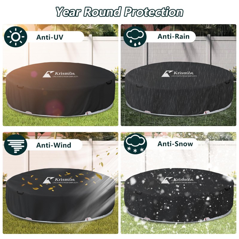 Krismile Solar Stock Tank Pool Cover,Heavy Duty All-Weather Protection 8Ft