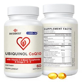 Besibest Ubiquinol CoQ10-600mg-Softgel, Active Coq10 Ubiquinol Supplement with Vitamin E & Omega 3, 6, 9, High Absorption-Coenzyme-Q10, Powerful Antio
