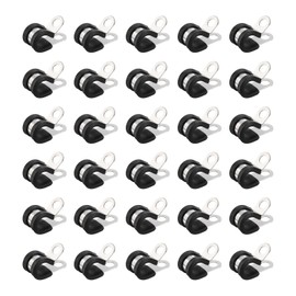 HARFINGTON 30pcs 304 Stainless Steel Cable Clamps 3/8 Inch Rubber Cushioned Insulated Clamp Metal Loop Pipe Clamp for Tube Pipe Wire Cord Installation