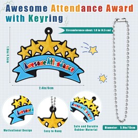 Solsew 20 Sets Awesome Attendance Ballpoint Pen with Tags Pendant Related to Attendance Incentive Chart for Classroom Wearable Back to School Gift for Student Incentives Reward Teacher Class