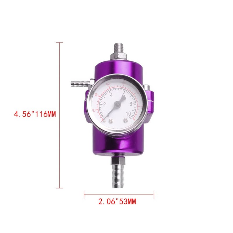 BARTOO Universal Adjustable Fuel Pressure Regulator Kit, Aluminum Fuel Regulator,