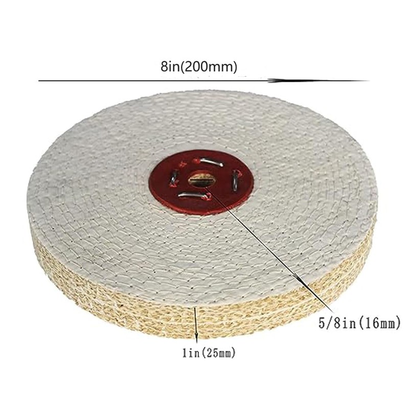 JUNLIXN 8 inch Extra Thick Rigid Sisal Buffing Wheel, 5/8