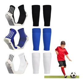 Leawede 6 Pares Calcetines Antideslizantes de Fútbol Media Caña para Niños, Calcetines de Fútbol Antideslizantes, Calcetines Precortados