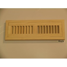 2 1/4" x 14" Hi-Output Maple Flush Unfinished Wood Heat Register / Vent