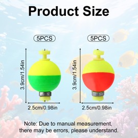lasuroa 10pcs Fishing Bobber Floats, EVA Push Button Round Buoy Snap on Weighted Slip Bobbers Fishing Tackle Accessories for Crappie Bluegill Panfish Bass Trout Catfish Supplies