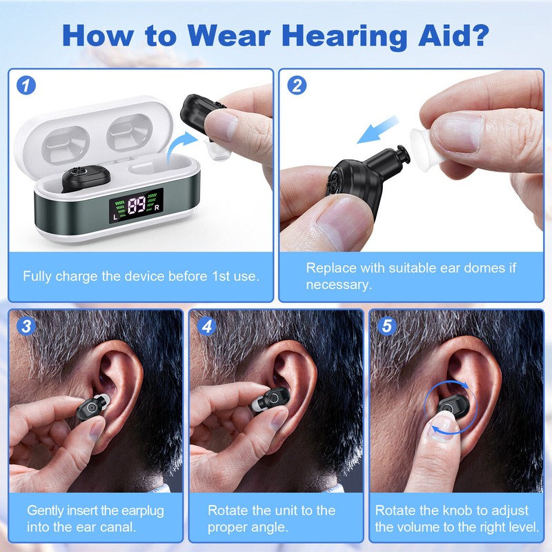 K&FCOPTEE In-Ear Rechargeable Digital Hearing Aids For Seniors Invisible Sound