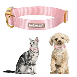 Babole Nylon Dog Collars Pink for Small Puppy Dog,13 Colors,Adjustable Soft Comfortable Pet Collars with Safety Metal Buckle for Medium Large Boy&Girl&Female Dog(L)