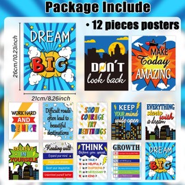 ZOIIWA 12 Super Theme Hero Inspirational Quote Posters for Classroom Wall Decor