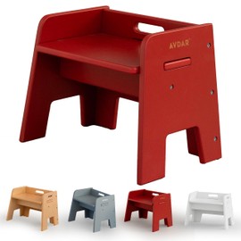 AVDAR Wooden Step Stool for Kids, 14” One Step Stool for Toddlers, Heavy Duty Non-tip Non-Slip for Bedroom/Kitchen